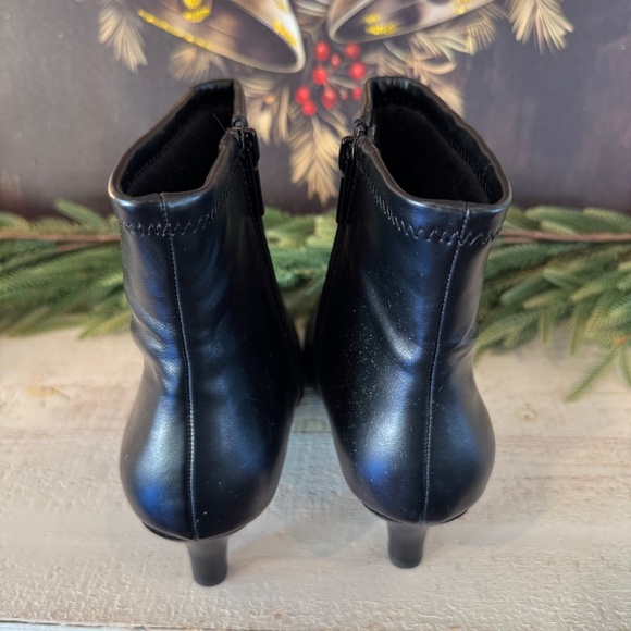 Impo Stretch Black Square-Toe Ankle Boots with Kitten Heel - Picture 6 of 11